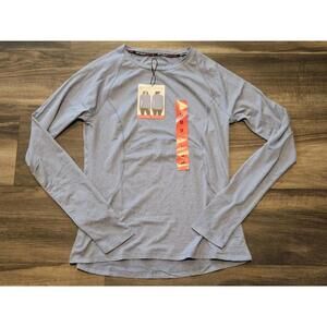 NWT Spyder Active Womens Long Sleeve Top Heather Blue Thumb Zip Pocket Size M